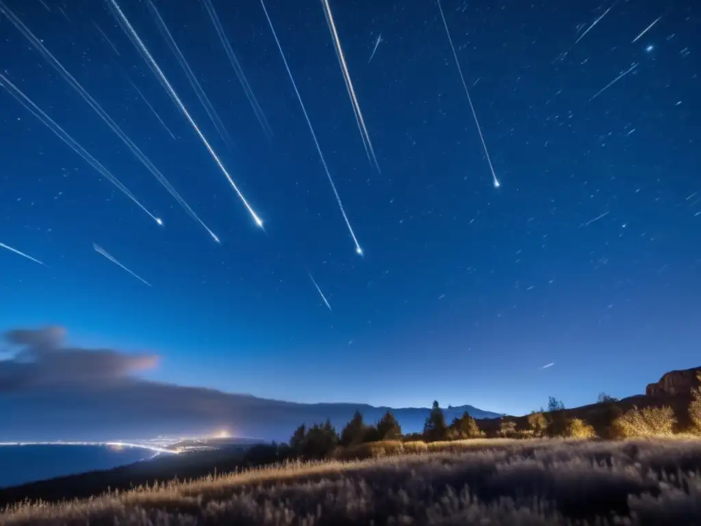 Starry Night: A Photorealistic Geminid Meteor Shower on Clear Skies Despite the long prompt, the keyword is missing