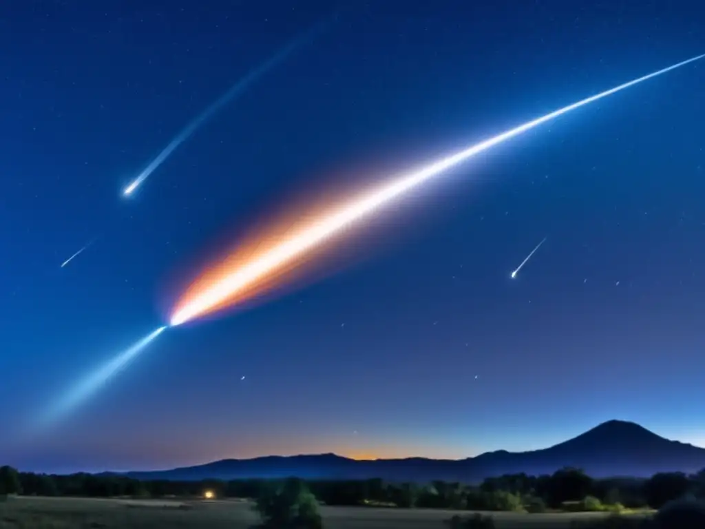 Hazardous Comet Collision Close-Up Dark, starry sky with a comet streaking across it