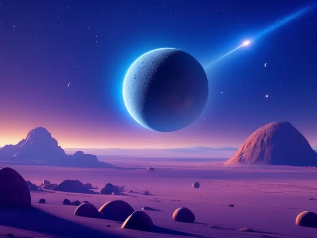Dwarf planet Chiron, Comet Lovejoy, zooms in as it gets closest to Earth, showcasing its unique blue hue from meteorite collisions