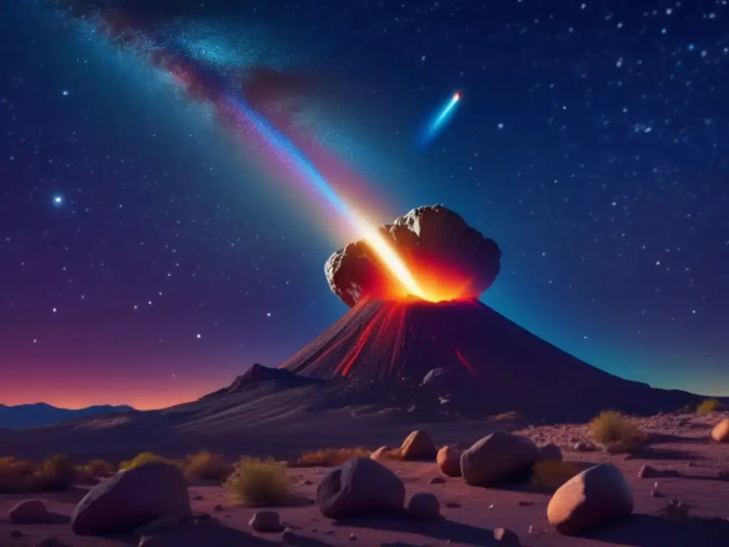 A mesmerizing sight of a comet in flight, casting an ethereal glow across the galaxy against a backdrop of twinkling stars