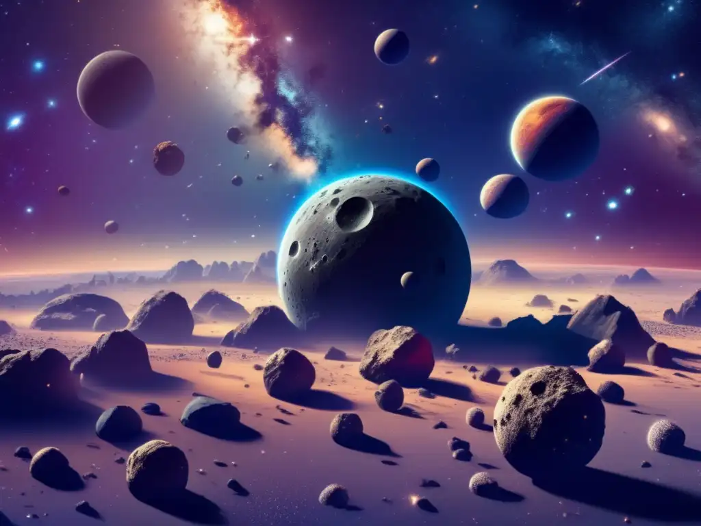 Drifting through the cosmos, this realistic asteroid field captures the awe and wonder of space's vastness
