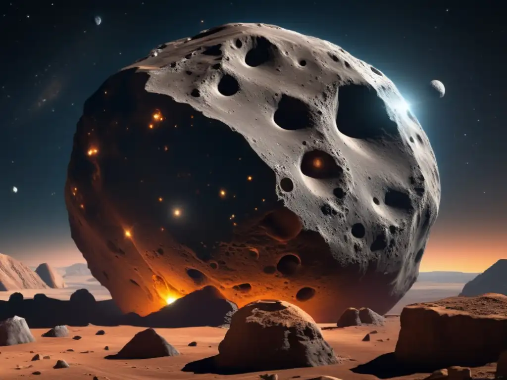 A captivating photorealistic image of asteroid Daedalus, artfully displayed through an elevated vantage point