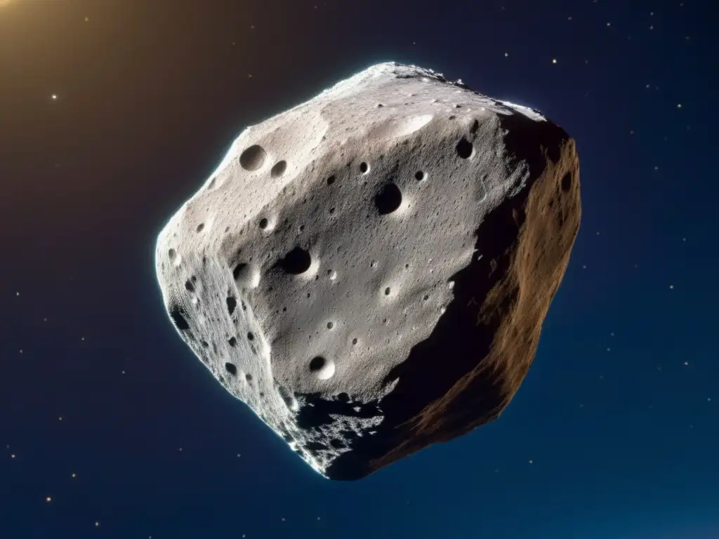 Dawn spacecraft captures stunning image of 2008 TC3 asteroid, revealing intricate surface details, nutty-colored patches, and sharp edges