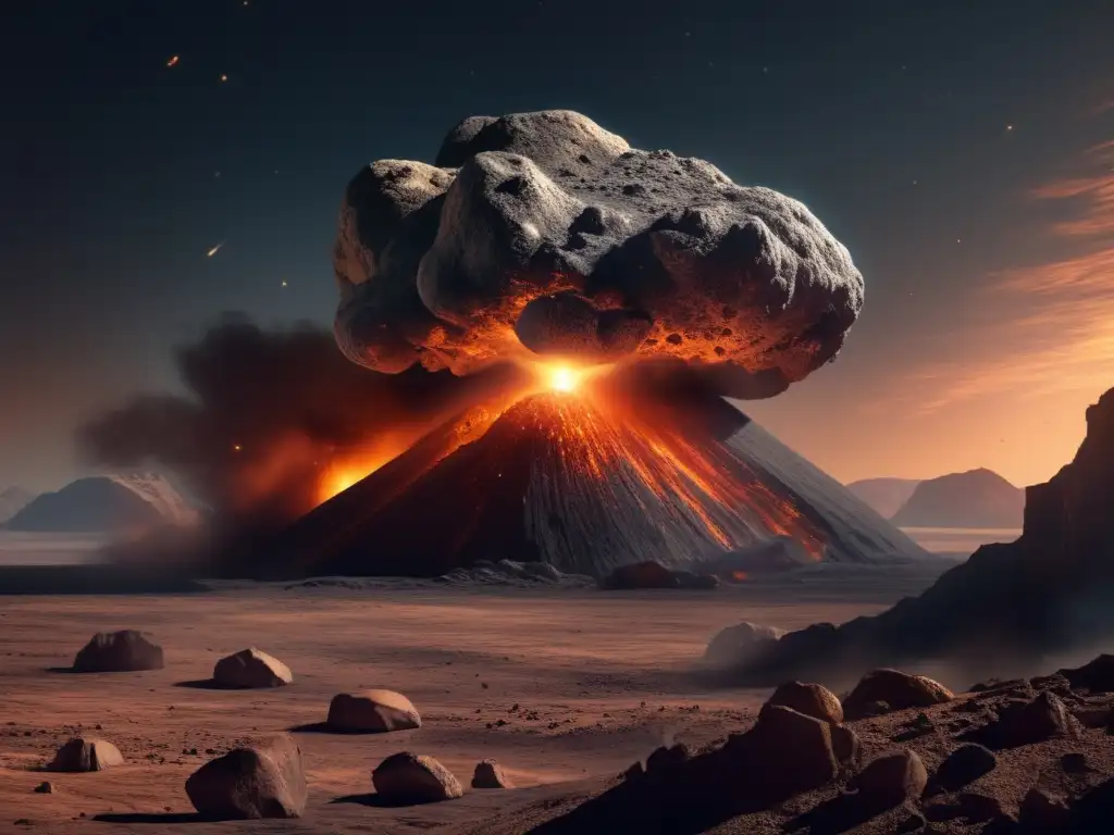 A surreal image of a lonely giant asteroid, bidding farewell to the limelight with its damaged, rough surface on display