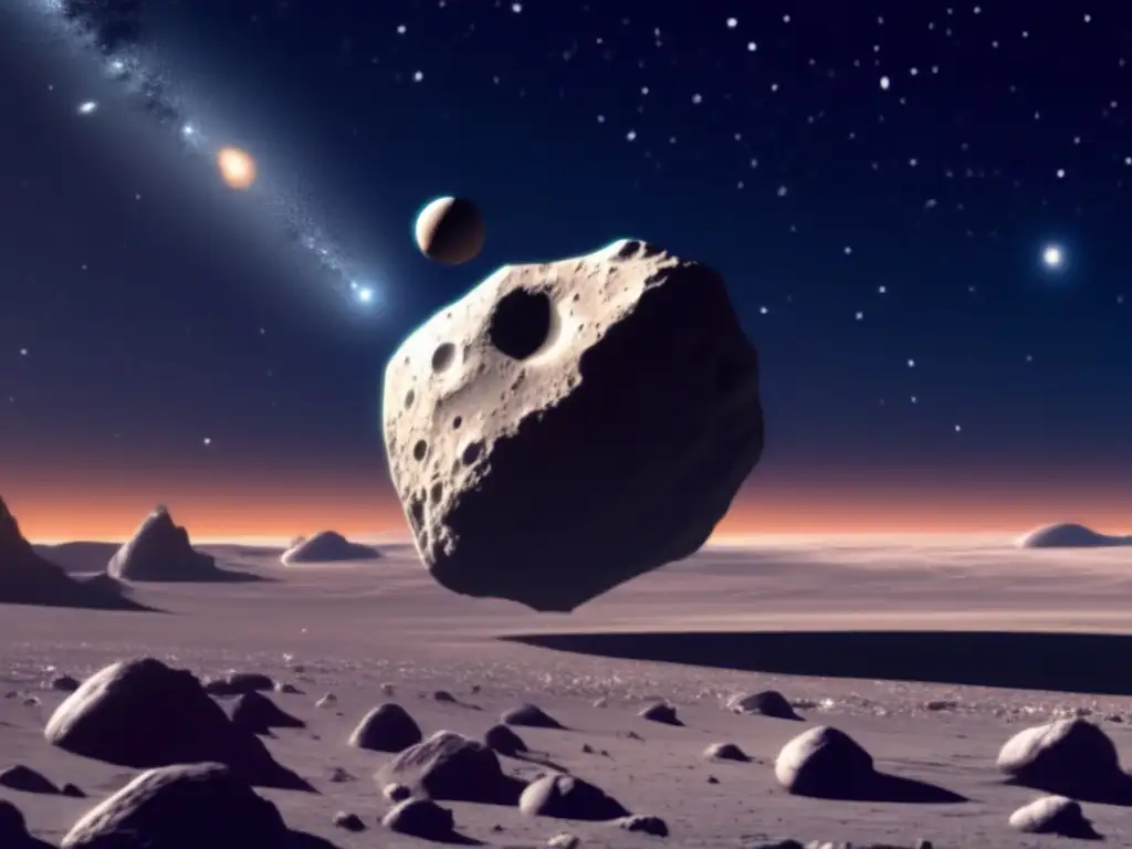 A stunning image of Dolon, the bright asteroid orbiting in the distant reaches of our solar system, captured in photorealistic detail