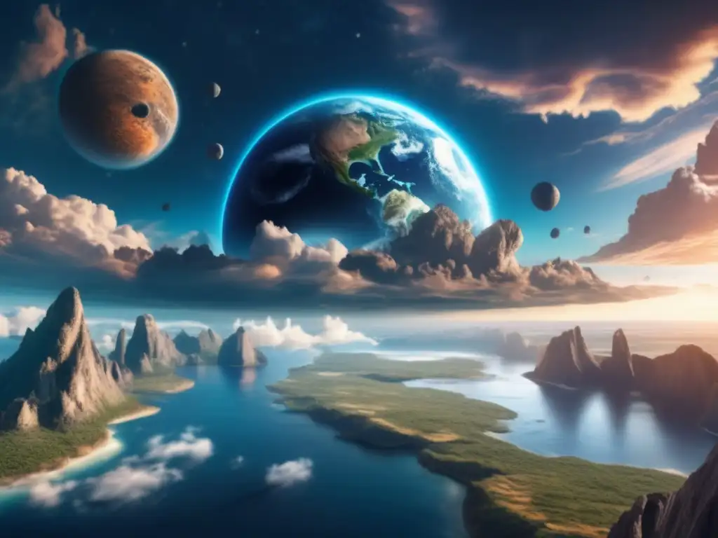 Asteroid Impact: Earth's Home Imperiled in 8K Ultrarealistic Detail An eerie depiction of Earth as a vulnerable spaceship, heading toward a looming asteroid impact, causing climate change