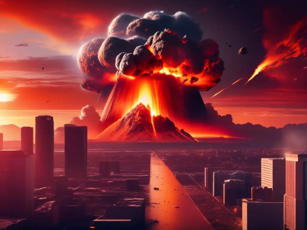 In this photorealistic image, a massive asteroid approaches Earth with unrelenting force, causing widespread devastation and destruction