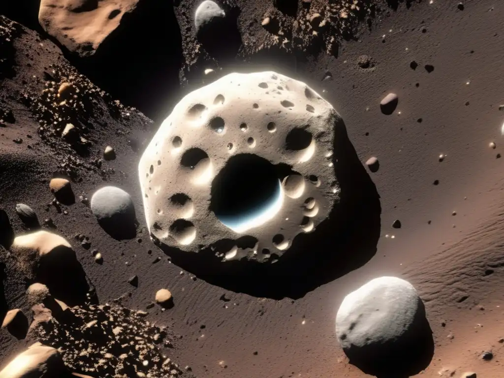 Close-Up of Egeria: Asteroid's Rough Surface and Meteor Impact Craters Egeria, a prime asteroid in our solar system, captured up close in high-resolution detail