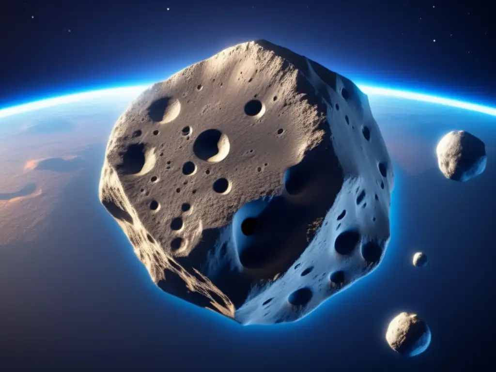 Discover Asteroid Eos: a photorealistic image portrays its jagged rock formations and craters, with an enigmatic bright spot on the left