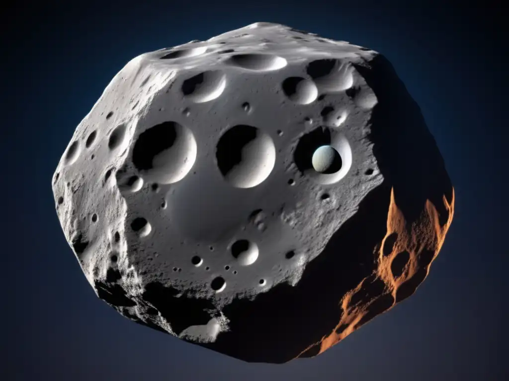 Dash: A breathtaking 8k resolution image of the asteroid Eos, expertly depicted in highly photorealistic detail