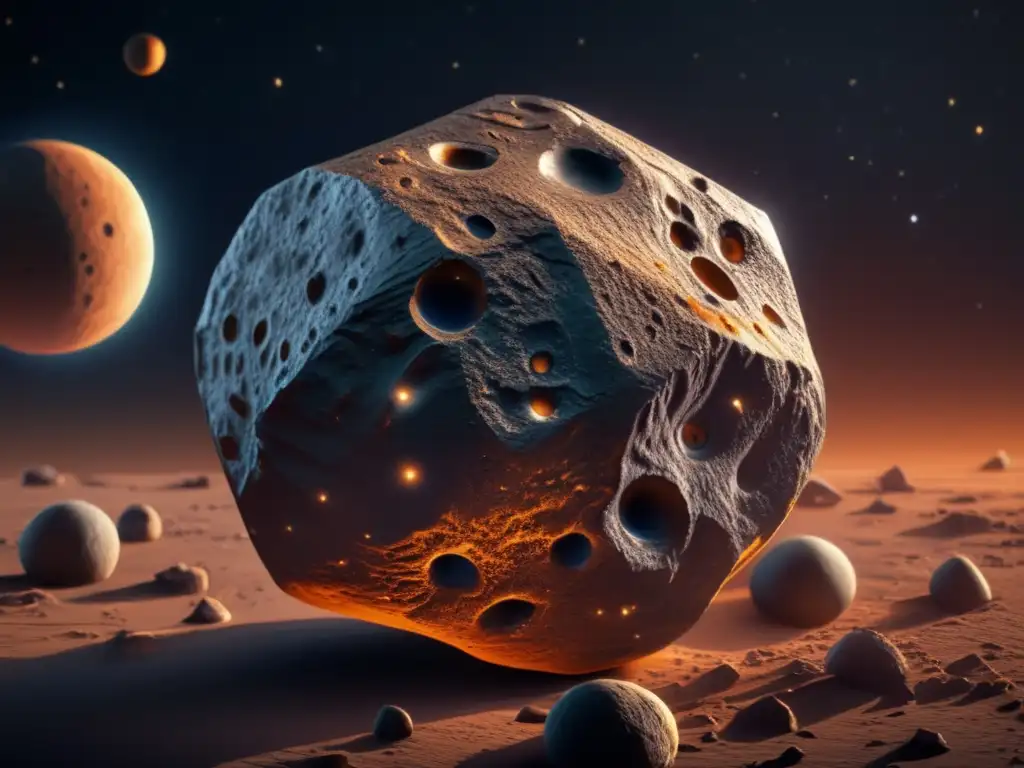 Asteroid Eris is shown in stunning photorealistic detail, with intricate surface patterns and grooves clearly visible in this highly detailed image