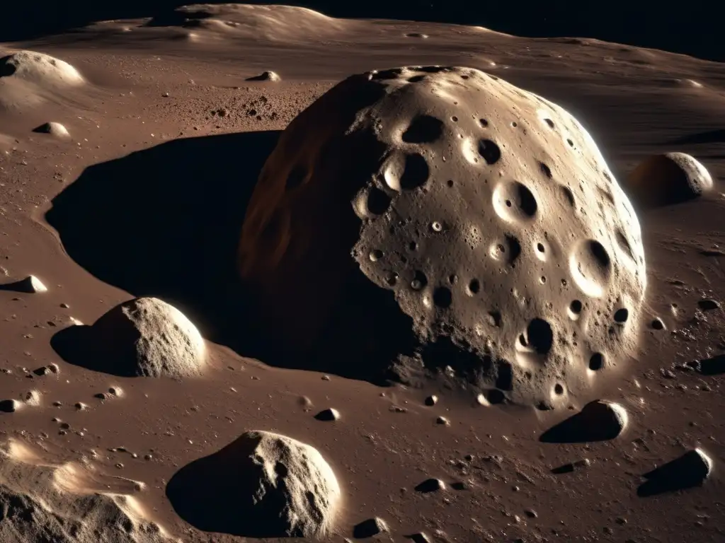 The asteroid Euryalus, captured in a stunning closeup shot, reveals its complex surface with intricate textures, grooves, and craters