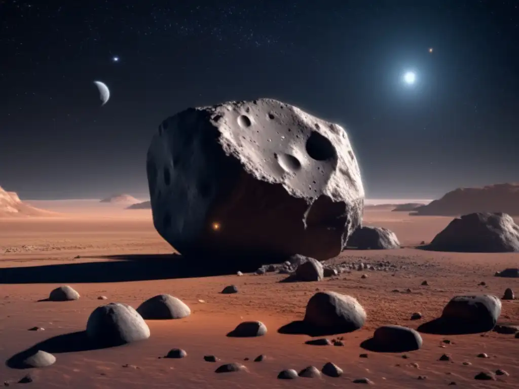 Dash: 'Euryalus, the dark and jagged asteroid nestled between Mars and Jupiter's stars, captured in stunning detail by computer simulation