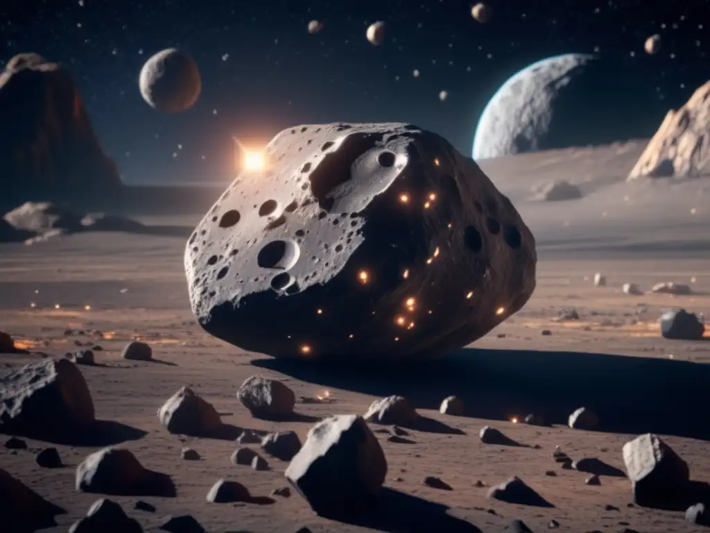 A breathtaking image of asteroid Eurybates, orbits in a textured, highly detailed field
