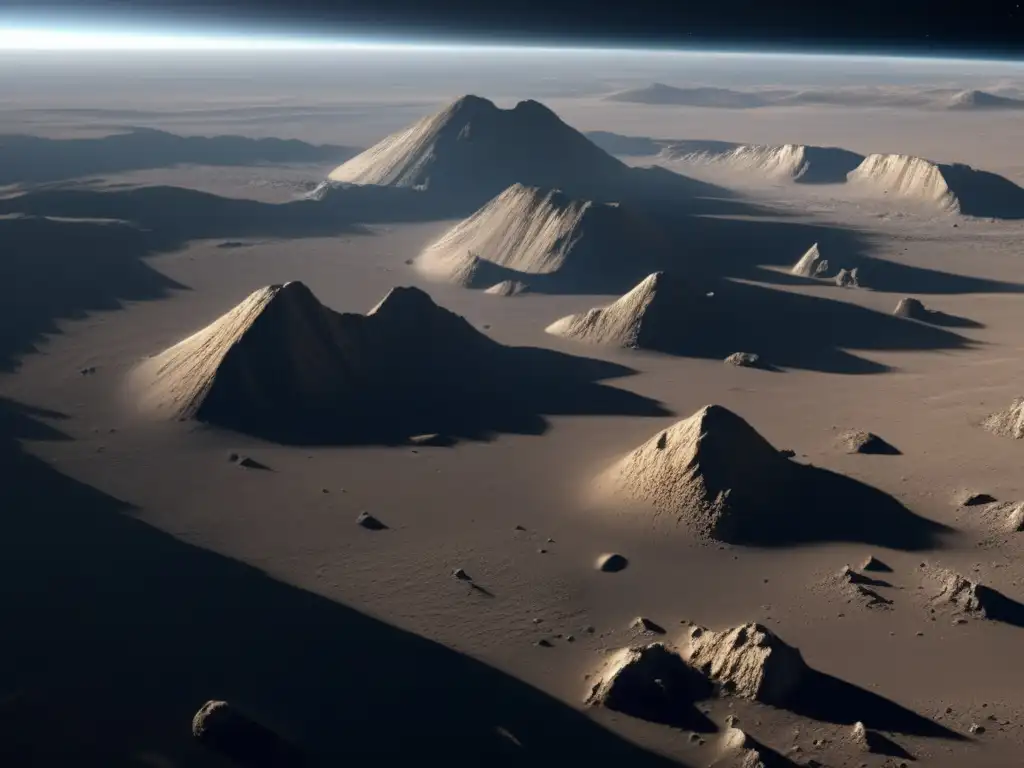 A breathtaking photorealistic 8k image of Eurydike, capturing its rugged terrain, jagged cliffs, and prominent craters