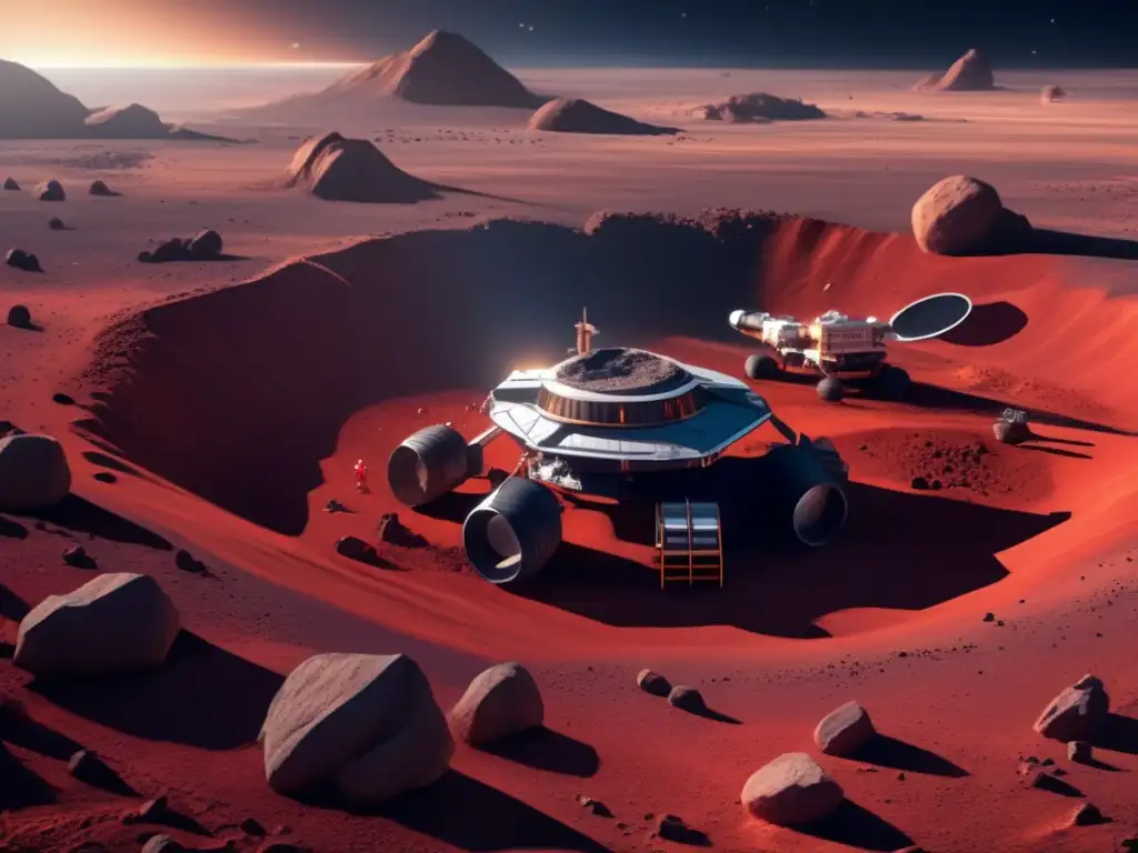 An awe-inspiring 8k ultradetailed illustration of an asteroid mining excavation site, view from above