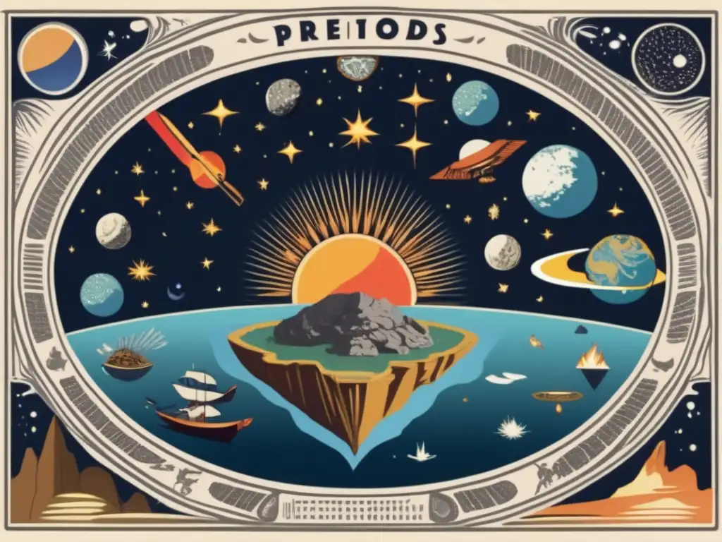 A vibrant and intricate depiction of preColonial Filipino mythology, featuring an illuminated asteroid hovering over a deep sea landscape