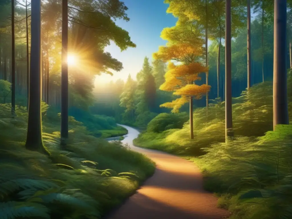 Dash-A breathtaking photo captures the majesty of nature as towering trees, lush foliage and a winding path lead the eye through a magical forest