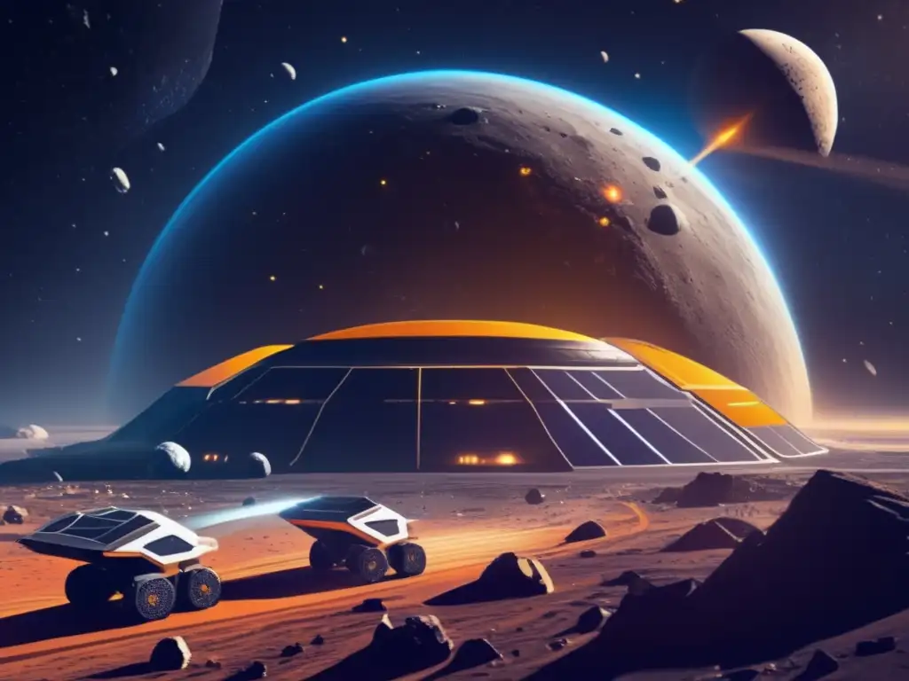 Dash - In the vast expanse of space, a futuristic asteroid mining facility stands proud and tall
