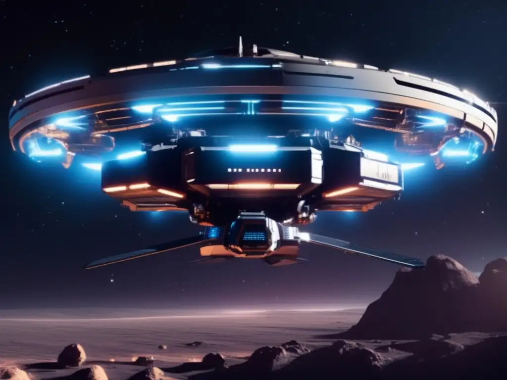 A mesmerizing image of a sophisticated space station, radiating elegance and innovation, amidst the cosmic abyss