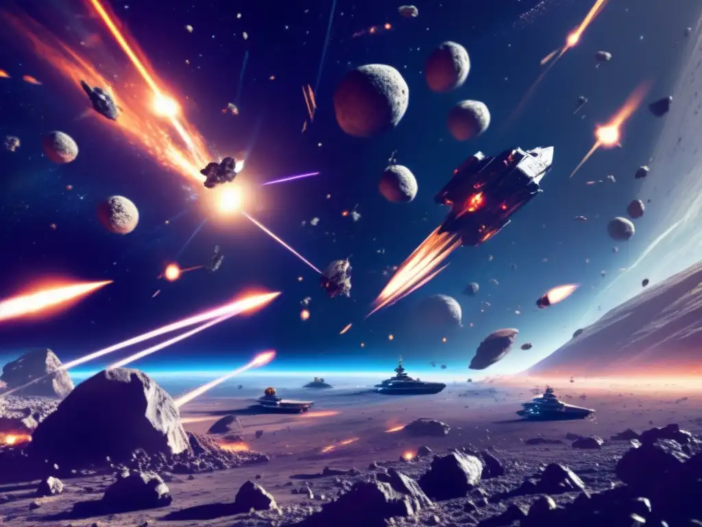 Epic Space Battle: Intense Conflict In Here, Photorealistic Fine Art In the vast black expanse of empty space, a fierce battle rages on