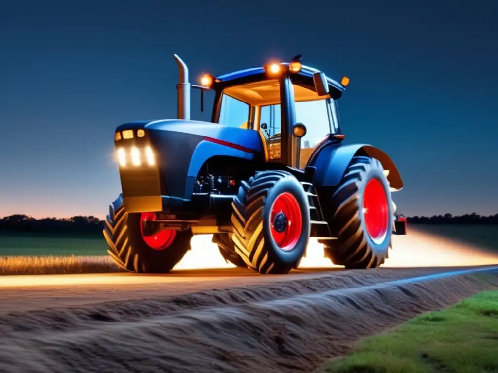 Gravity Tractor: A Photorealistic Ode to the Beauty of Functionality A photorealistic black tractor with multiple gray metal wheels and a long metallic beam that is bent around the bottom of the vehicle