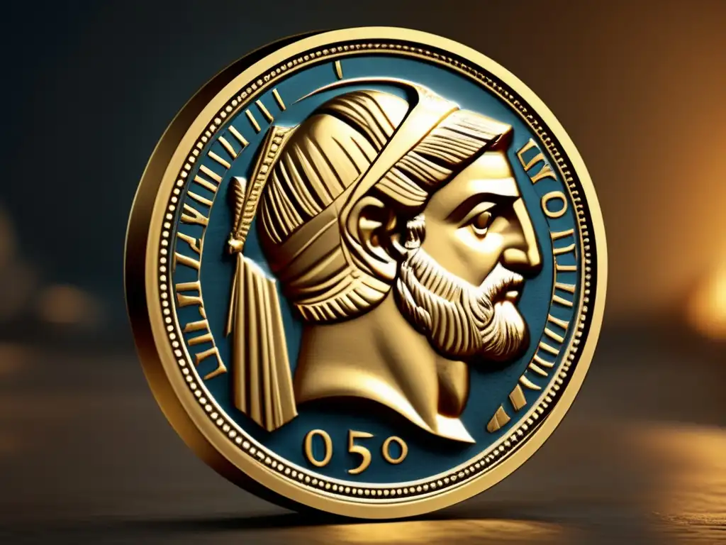Hyper-Realistic Greek Coin with Asteroid Symbol: A Comprehensive Display of Detailed Artistry A stunning photorealistic image of a Greek coin features an asteroid symbol, artfully showcased with high-resolution details for display