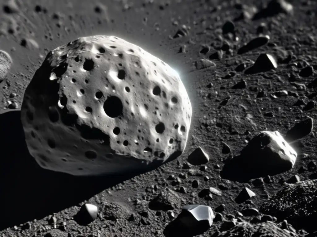 Dash! Closeup of Asteroid Gaspra: Dark, Smooth, and Cratered An intricate closeup photograph captures the beauty and complexity of asteroid Gasпra, approaching the camera on its dark grey path