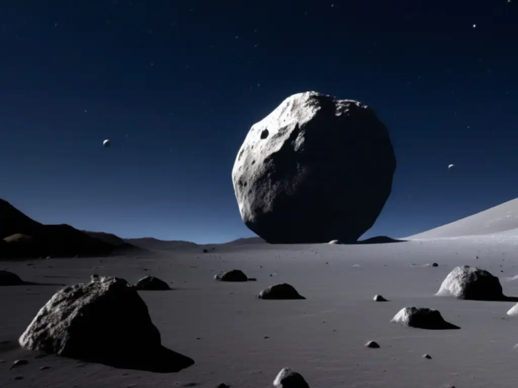Hayabusa2 soars through space, meticulously navigating its course towards Ryugu, a rocky asteroid, with its sleek design and precise control evident