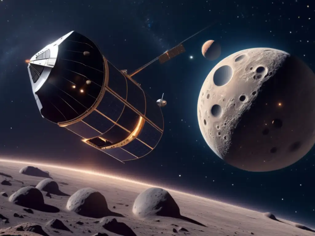 A photorealistic image captures the beauty of Hektor, a Trojan asteroid with a moon in orbit around it