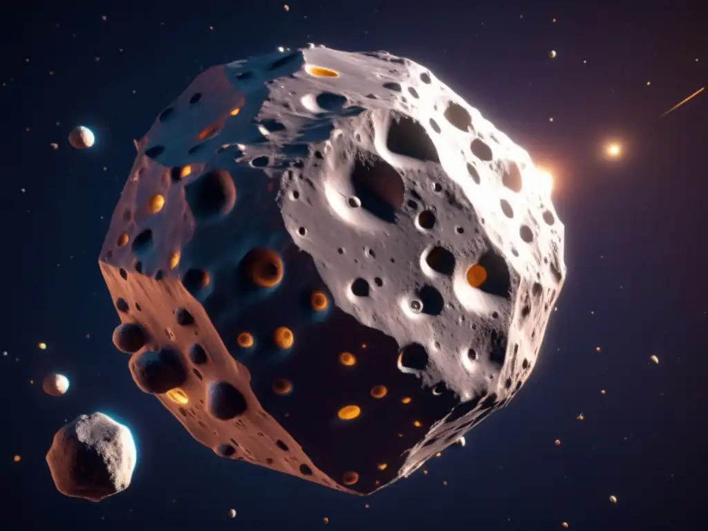 Asteroid Hecuba in stunning 3D, showcasing spiky surfaces indicative of mining and scientific exploration