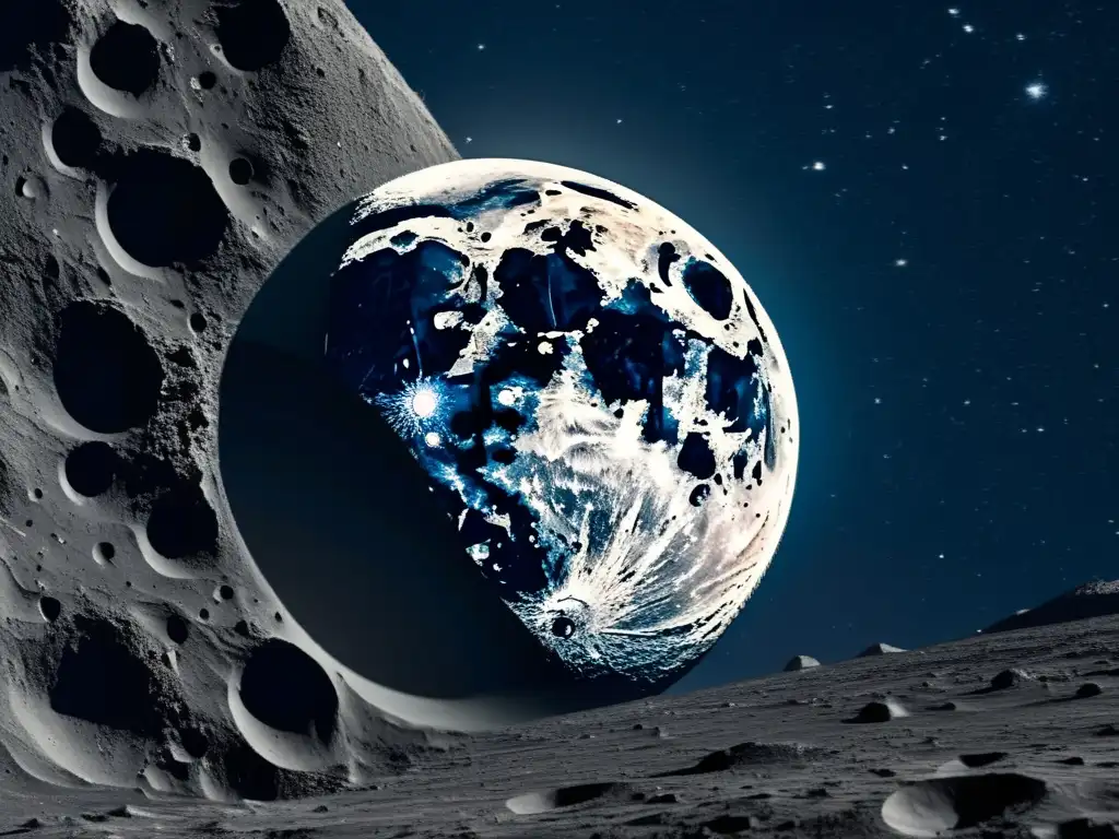 Mysterious and mesmerizing, this photograph captures the beauty and stark contrast of Hektor's Moon from Earth