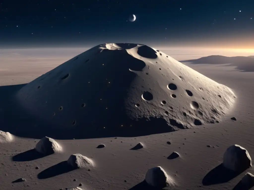 Dash: - Misenus - A stunning 8k resolution depiction of the asteroid, the craters, valleys, and ridges detailed to perfection