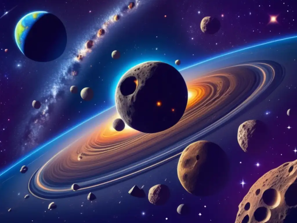 Dash: A stunning high-resolution deep space view, with a planetary track etched across the canvas through asteroids