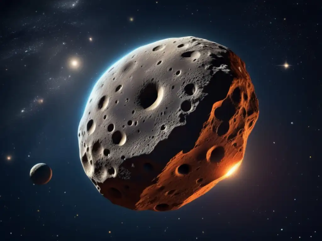 Icarus, the famous asteroid from mythology, shines brightly against the dark and empty space in this highly detailed and ultrarealistic image