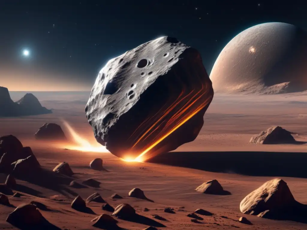 Photorealistic depiction of Icarus, a celestial body, awaiting exploration via advanced machinery
