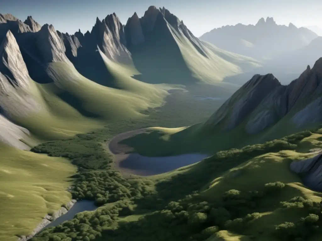 Creusa dominates the frame, a highly detailed, photorealistic rendering of its rocky terrain showcasing its rugged cliffs and jagged peaks
