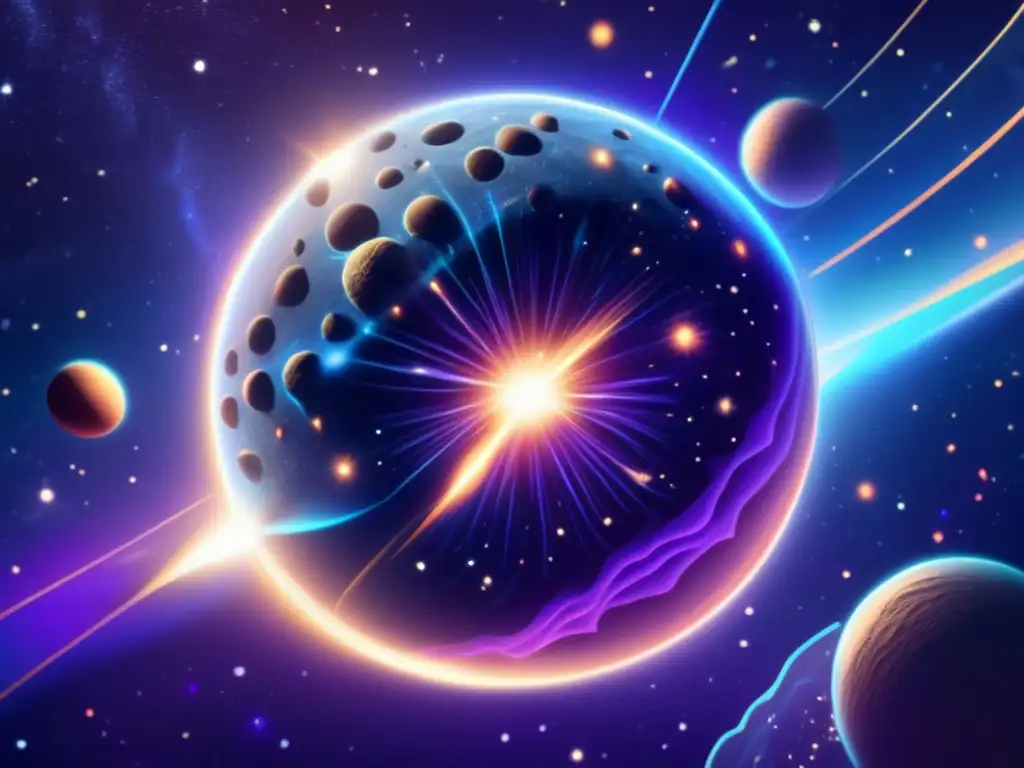 A pulsating asteroid orb radiates ethereal energy, its neural networklike structures glowing in the depths of space