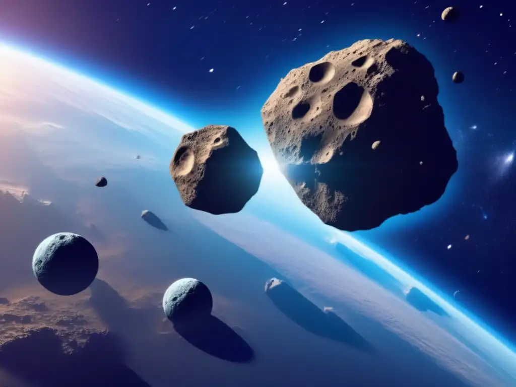 Asteroid threatens Earth with a bomb-like impact, creating deep scarlet craters and palpable fear