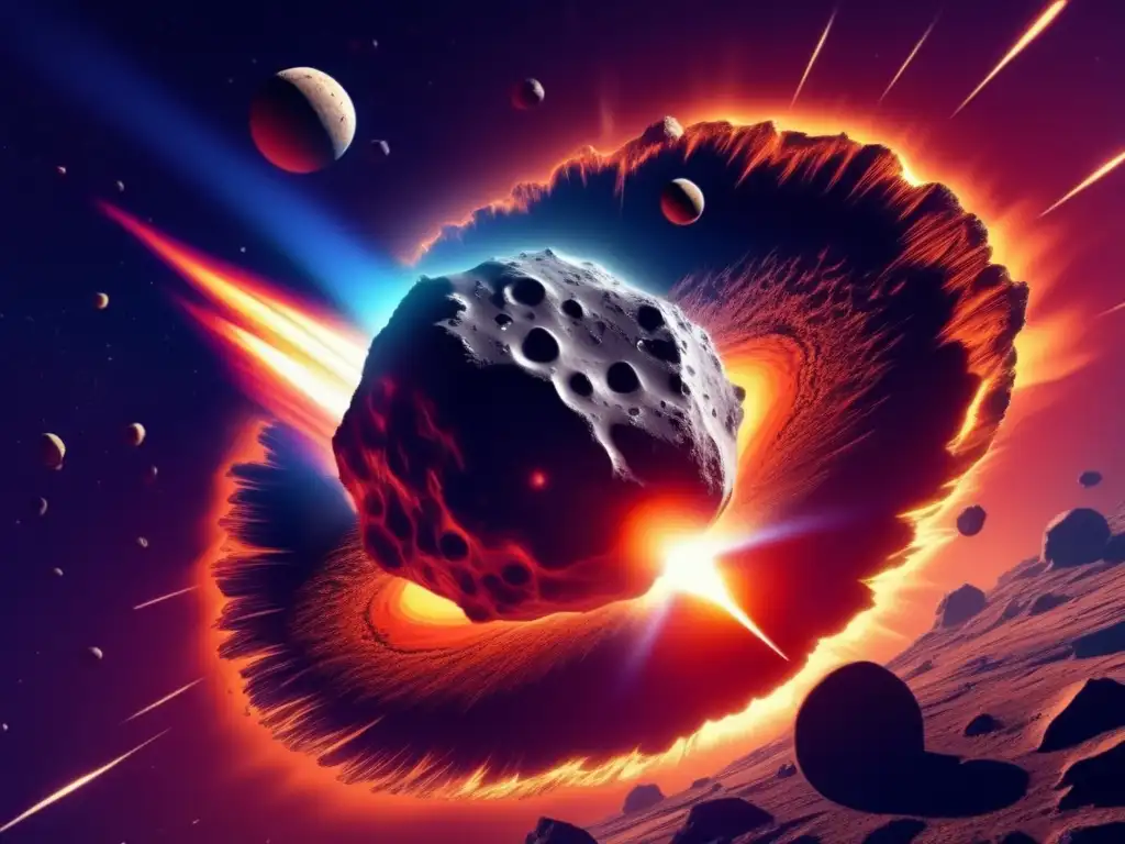 Behold a photorealistic painting of an asteroid collision with a planet