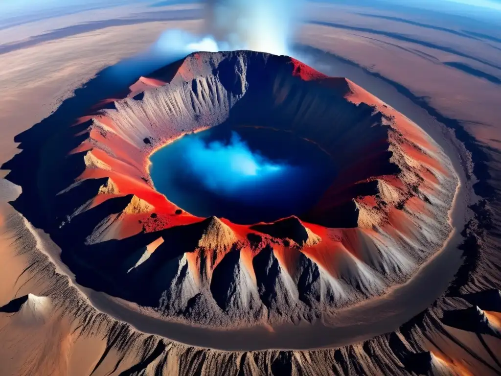 A massive asteroid collides with Earth's surface, forming a deep impact crater