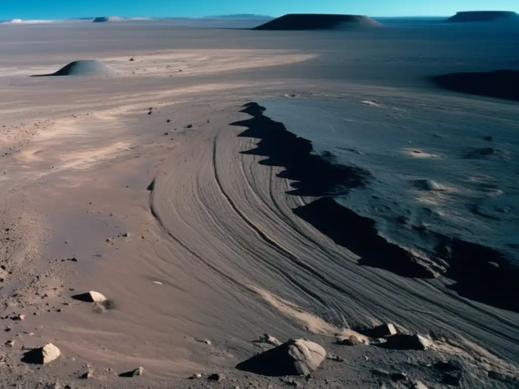 A rock surface displaying ejecta marks of various colors and forms, showcasing the forces of impact events