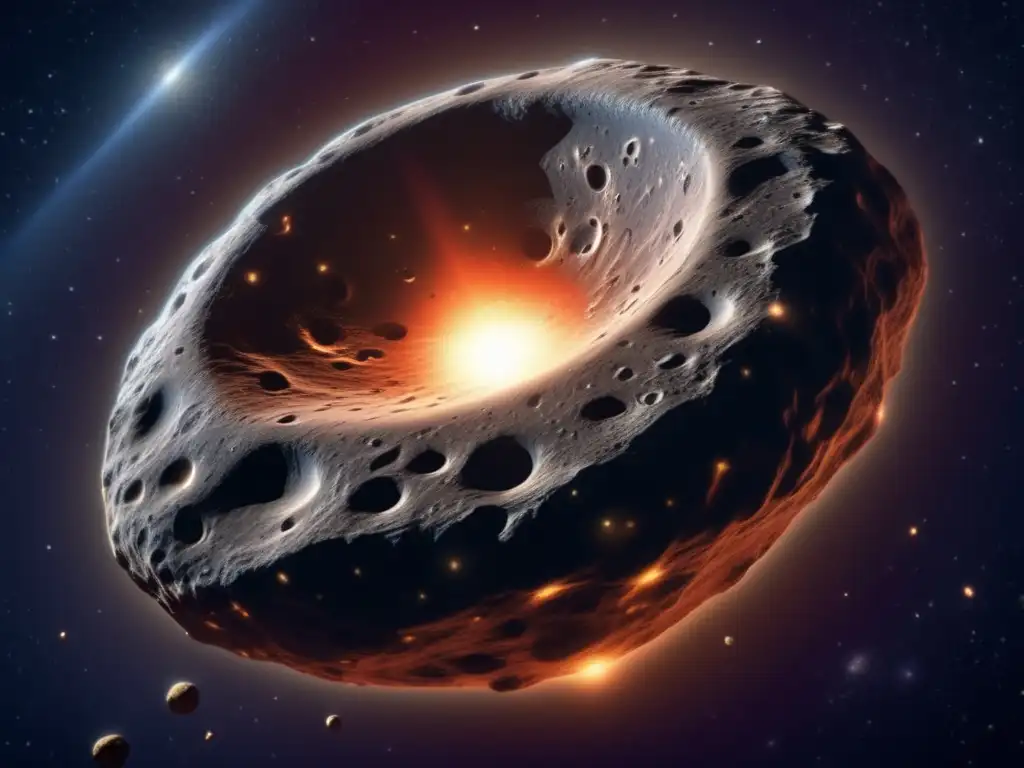 A breathtaking image of a colossal asteroid, its surface etched with the scars of time