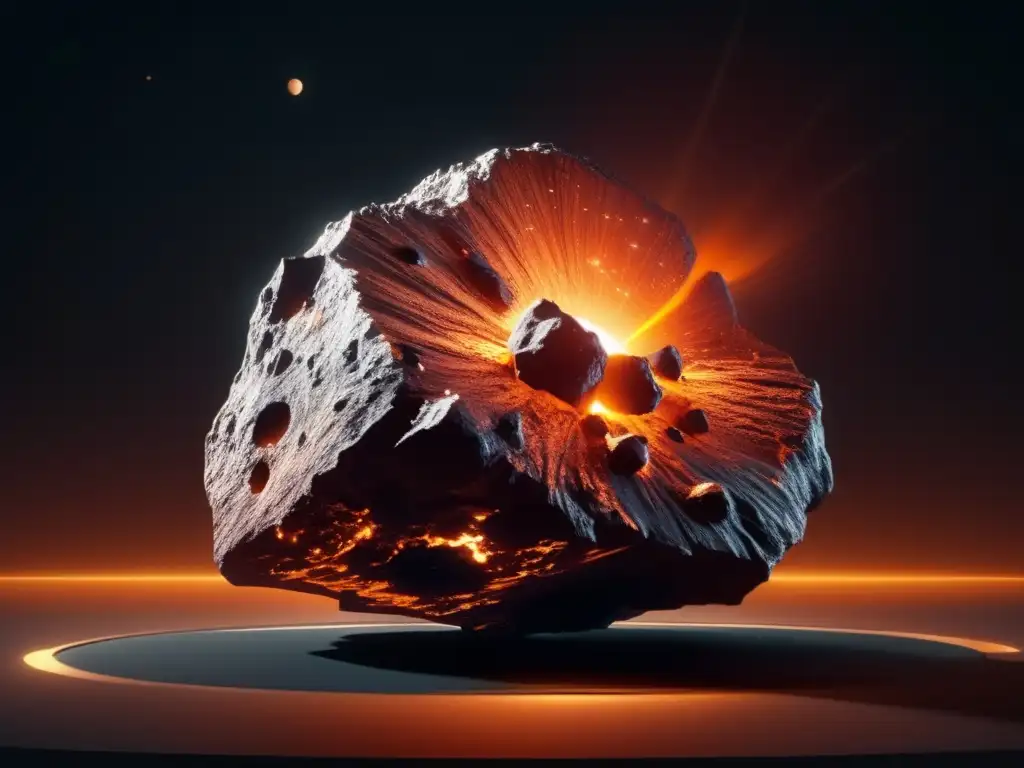 A breathtakingiron asteroid, about the size of a city, orbits in space