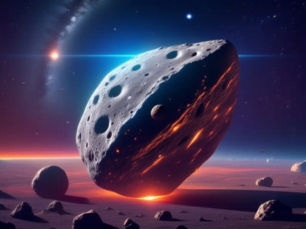 Glowing Asteroid: A Stunning Cosmic Beauty A celestial orb, akin to Ceres, floats with a luminous glow through boundless cosmos