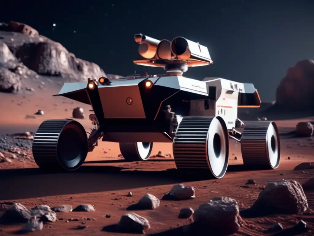 A photorealistic image captures the rover's landing on asteroid Laetitia