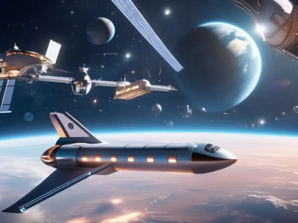 Luxurious space station with panoramic view of Earth below