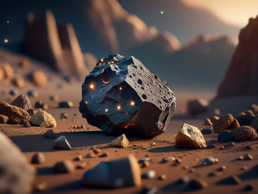 Marvel at the mesmerizing details of Lycaon, the porous asteroid with jagged cliffs and a rich assortment of minerals, all streaming through the infinite vacuum of space