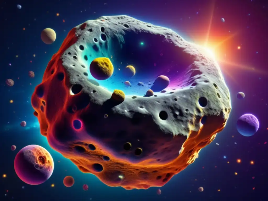 A breathtaking astronaut, exploring a macroscale asteroid home to diverse, floating microorganisms