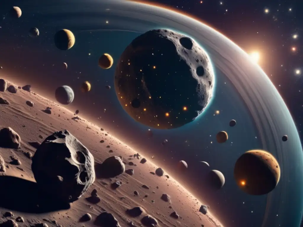 An awe-inspiring photograph captures the enormity of a distant asteroid belt, with vibrant stars and planets shimmering in the background